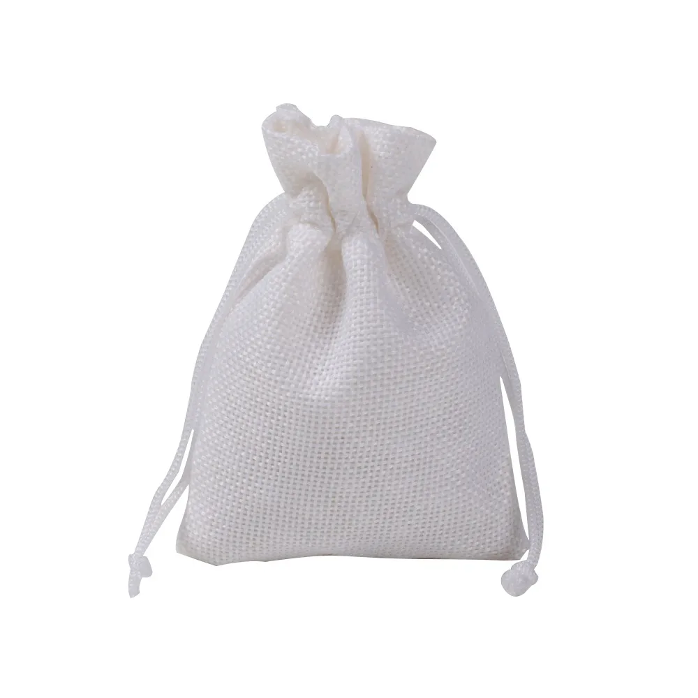 

50pcs/lot 7cm*9cm Rustic Natural Ivory White Burlap Hessia Bags Gift Candy Pouches Jute Drawstring Bag Wedding Party Favor