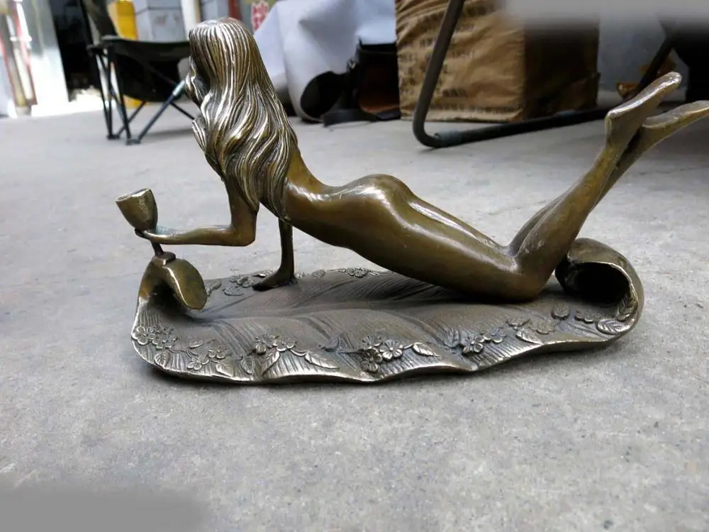 8 &quotКитай латунь медь тонкой работы женщина кубок Скульптура | Дом и сад