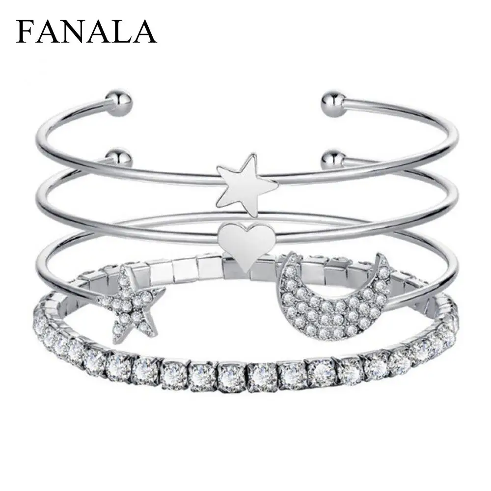 Pameng браслет 4 шт./компл. украшения для комплект Цвет Crystal Star Многослойные цвета: