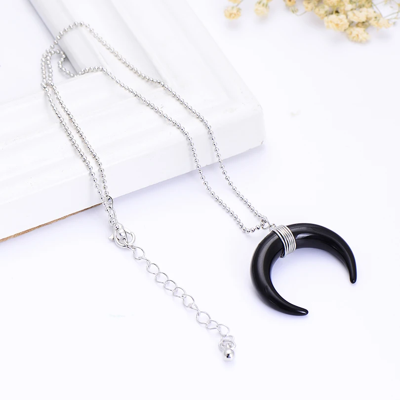 2017 Summer Black Acrylic Horn Moon Choker Necklaces For Women Bohemian Silver Gold Color Collar Necklace Handmade Chain Jewelry | Украшения