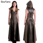 CosZtkhp костюм Чудо-женщины для взрослых, Сексуальное Тонкое кожаное платье со шнуровкой, средневековый рейнджер, костюм для косплея, длинное платье, пальто без рукавов