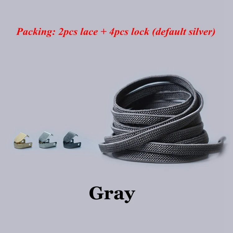 Gray 1 пара плоские эластичные фиксирующие шнурки без завязок шнурки для детей и взрослых кроссовки обувь кружева быстро ленивые Ботинки со шнурками - Цвет: Gray