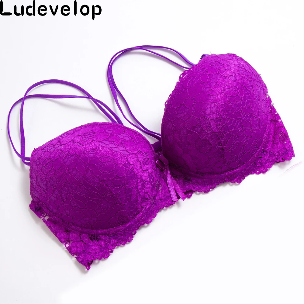 Ludevelop пикантные Кружево Push Up Bra белье Для женщин Нижнее Бельё для девочек Нижнее бельё Вышивка цветочный черный, белый, розовый цвет плюс Размеры Бюстгальтеры для женщин