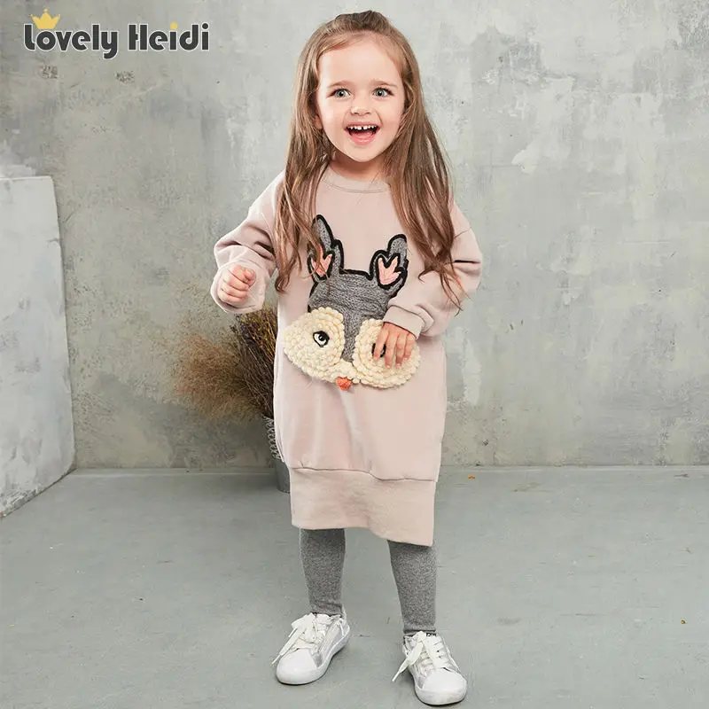 Прекрасные Новорожденных Девочек Платья Осень Мультфильм 3D птица С Длинным