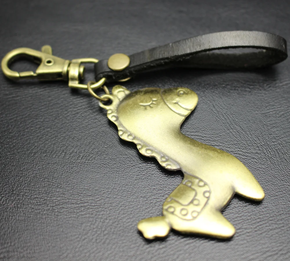 Милая маленькая лошадь кожаный брелок Подвеска Собака Крюк Пряжка keyings Ключи