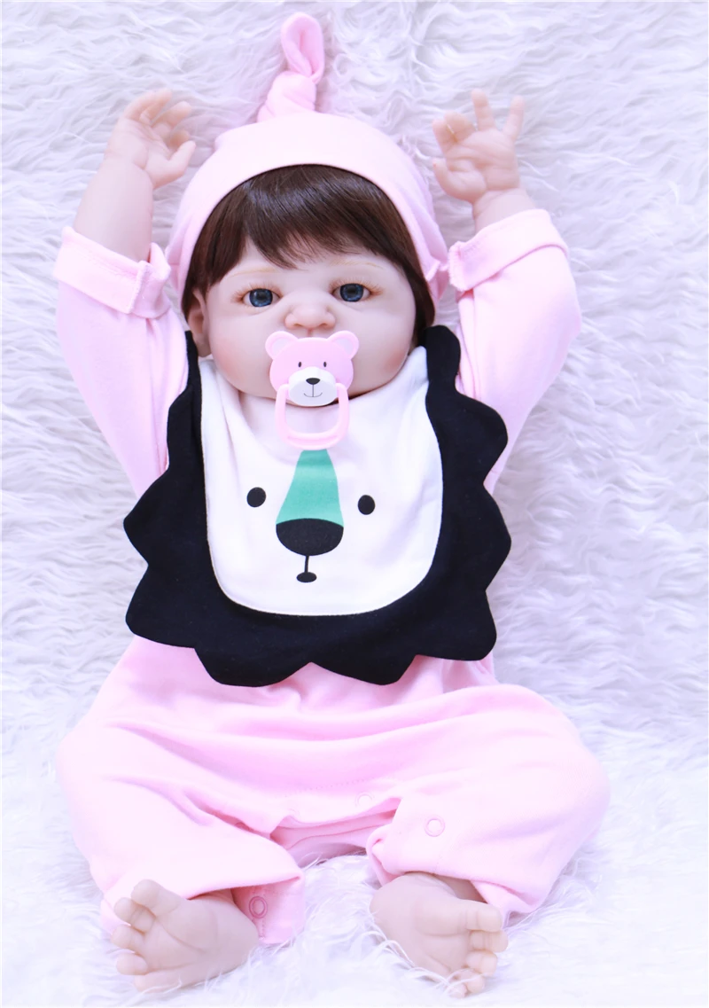 Bebe Reborn 55 см Детские спальные Куклы силиконовые возрождается кукла для девочек и