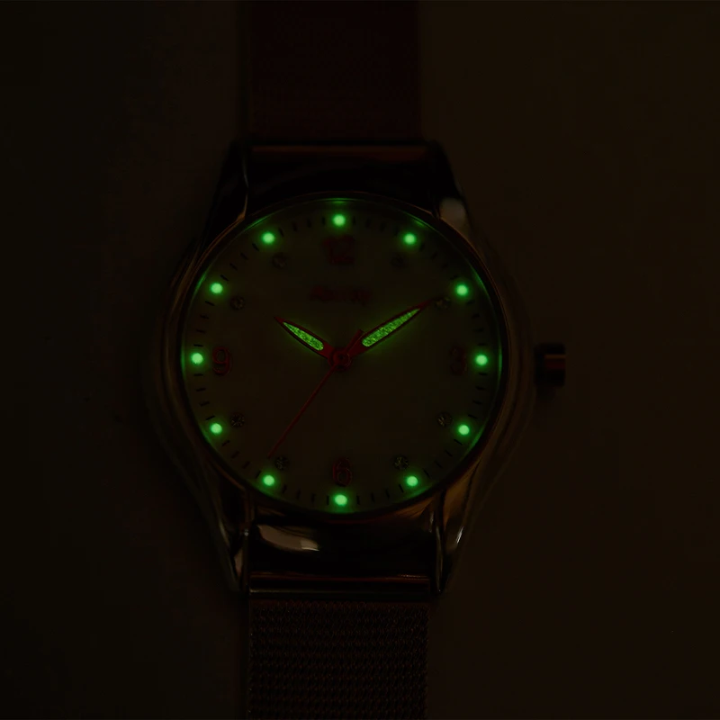 Abrray Модные женские кварцевые часы в виде ракушки со светящимися стрелками цвета