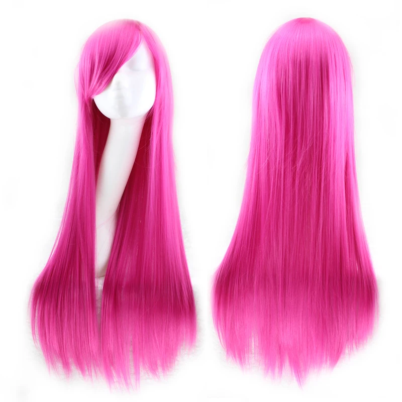 rose red 3" 80 см женский парик для косплея длинные прямые волосы термостойкие вечерние парики для костюма синтетические парики для Хэллоуина Peruca Peluca - Цвет: rose red