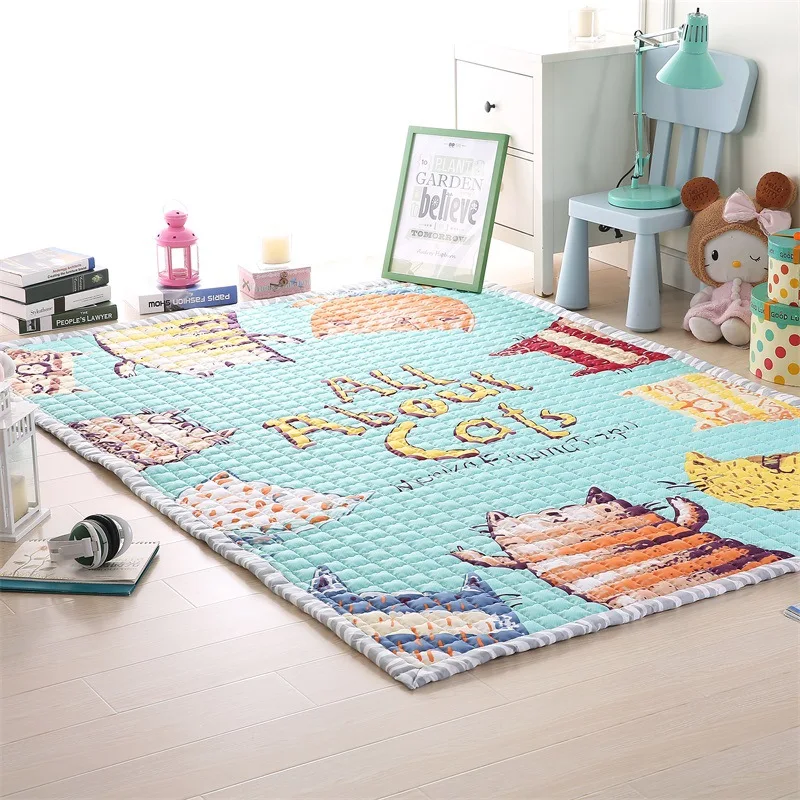 Стеганый хлопковый детский игровой коврик 150X200 см, мягкие Мультяшные ковры для гостиной, детской спальни, коврики и ковры, игровой коврик