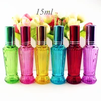 10pcslot 15ml colorful glass perfume bottle thick mini empty fragrance cosmetic packaging spray bottle refillable glass vials
