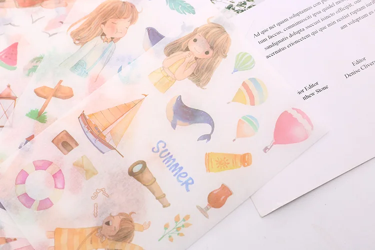 6pcs Summer Seaside paper sticker Organizer Calendar Diary Book Planner Sticker Scrapbook Decoration papeleria sale | Канцтовары для