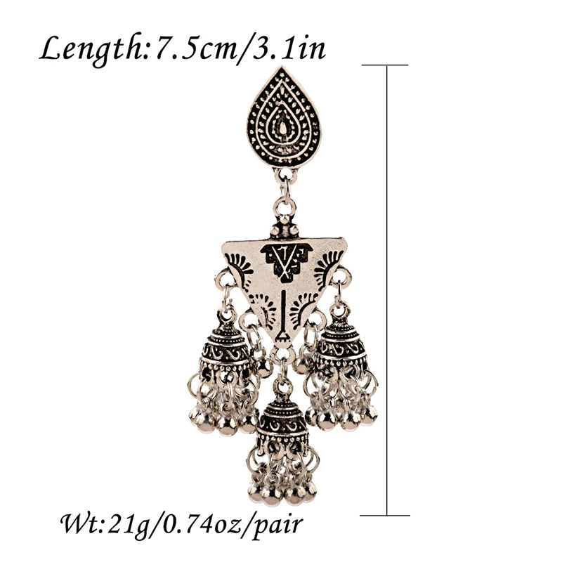 OIQUEI 2020 Boho маленькие индийские Jhumka длинные висячие серьги с кисточками винтажные