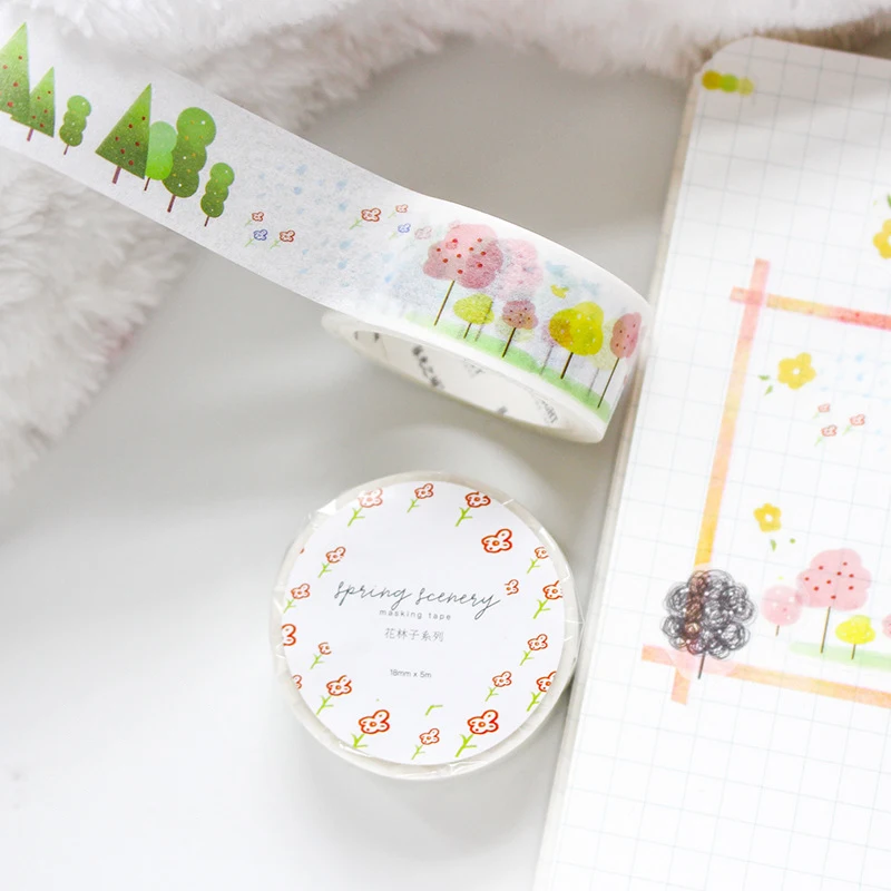 19 мм * 5 м Kawaii милые цветы дерево Весна васи ленты наклейки Скрапбукинг рукоделие