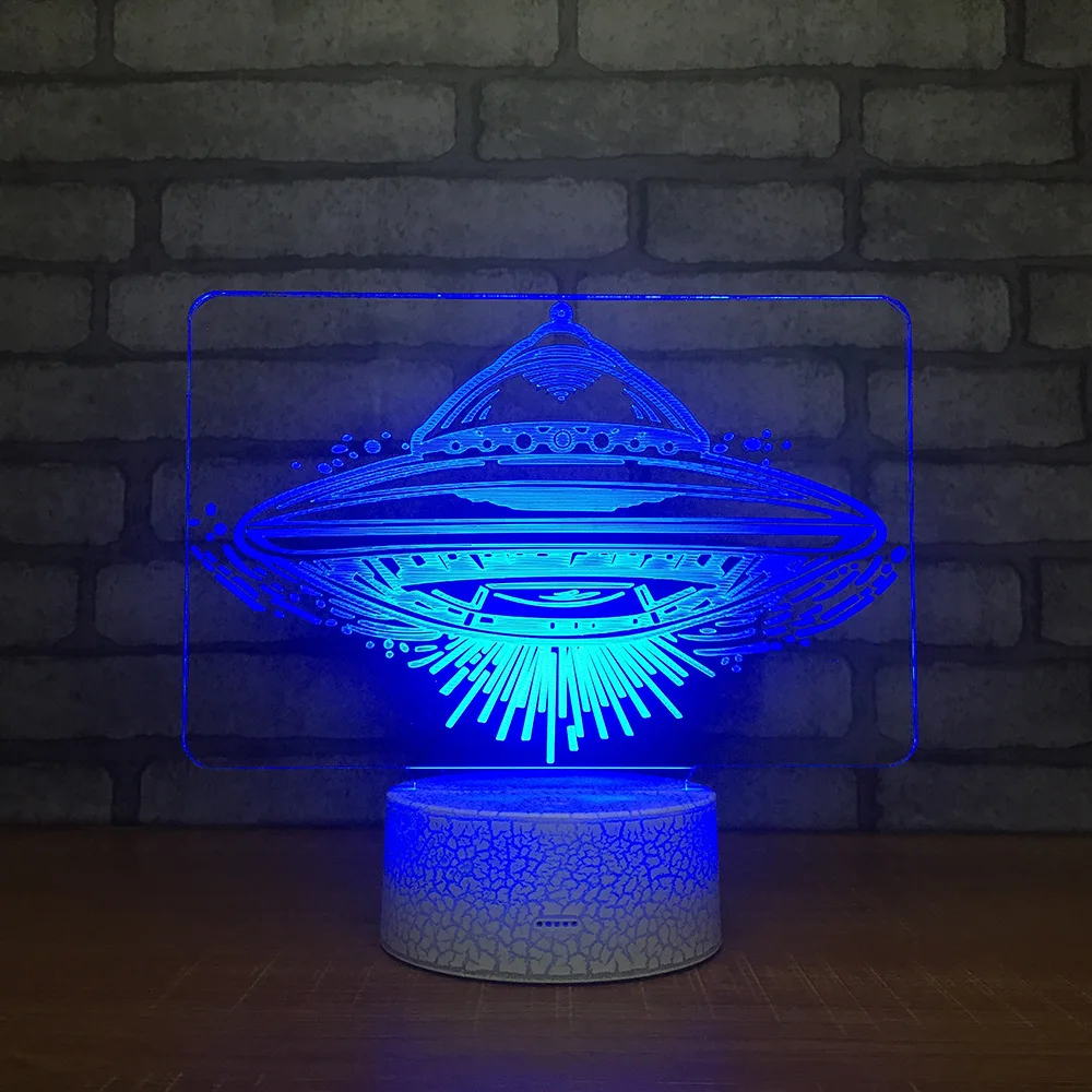 

UFO 3D LED RGB Night Light 7 Color Change Desk Light Action Figures 100 Boys Girls Christmas Toys