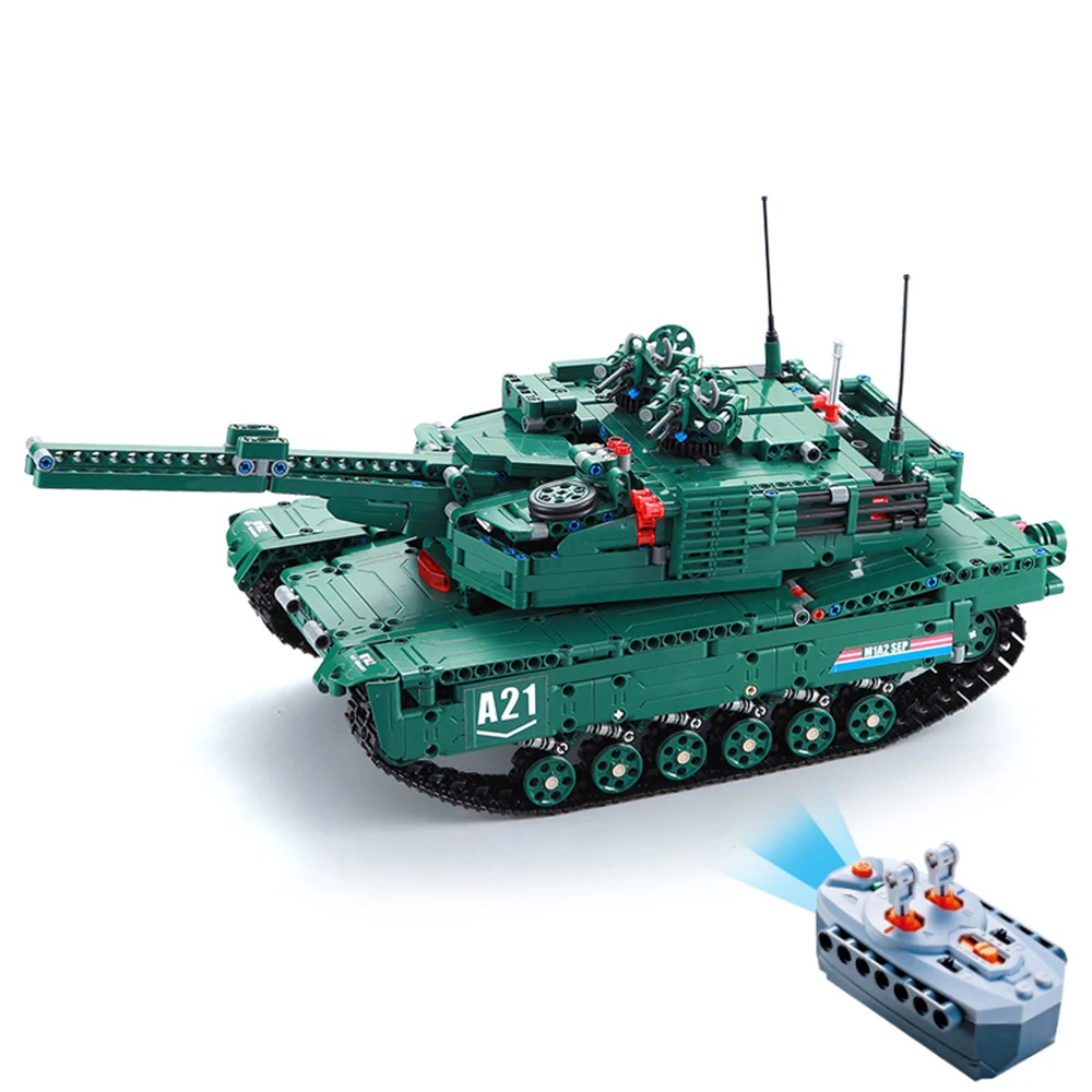 Двойные строительные блоки E C61001W 1498 PCS Groot 1:20 трансформируемый M1A2 танк автомобиль