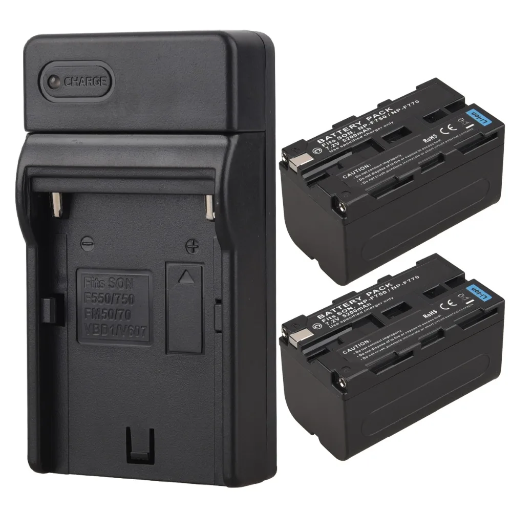2 шт. батарея для цифровой камеры Sony 5200 мАч|np f750|np f770camera battery charger |