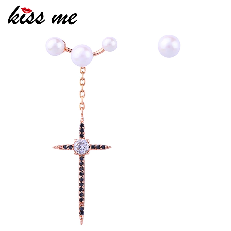 Женские асимметричные серьги KISS ME корейские с искусственным жемчугом и