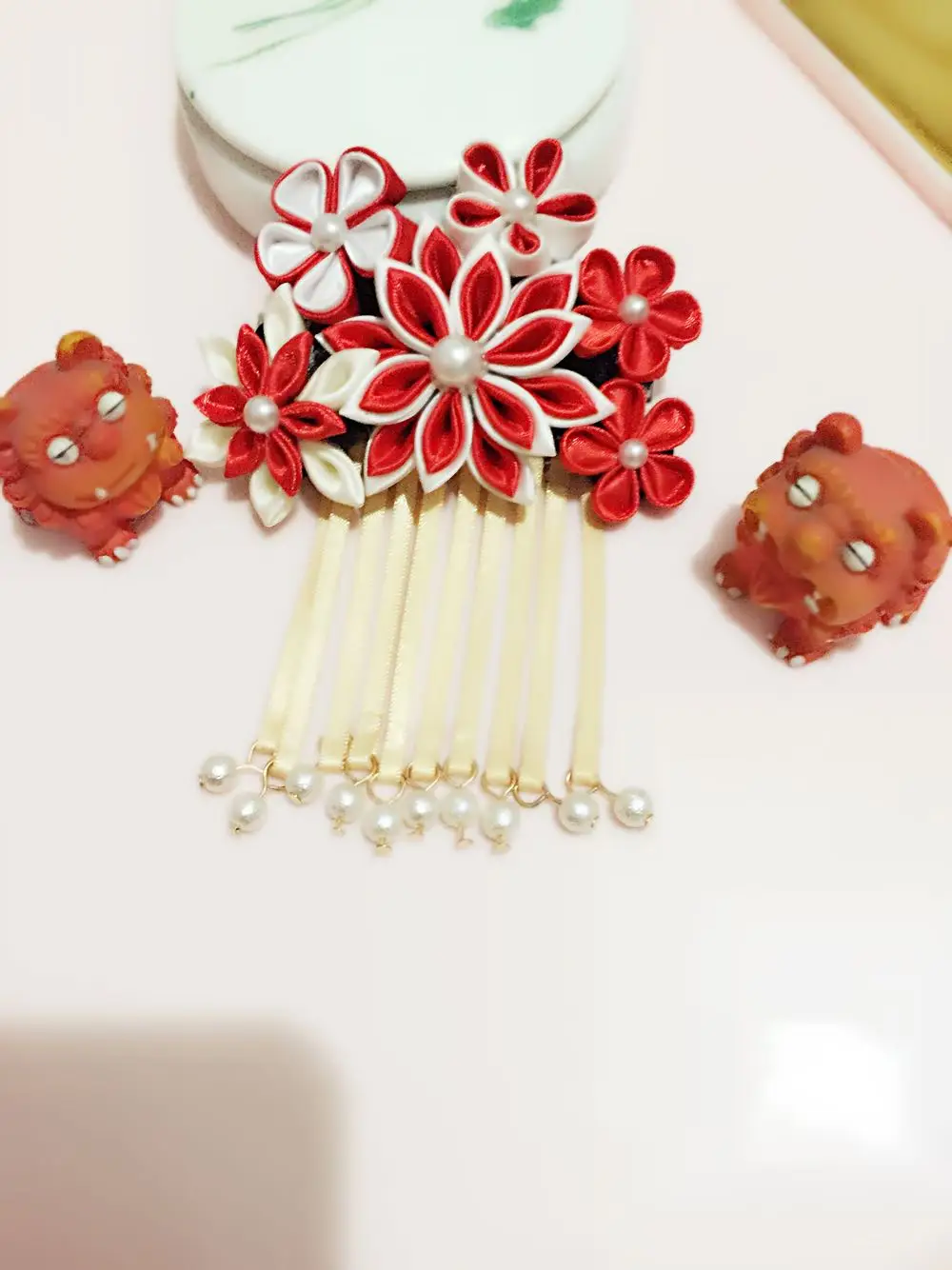 

Red and wind manual headdress in the New Year Huai Chinese wind hair headwear Japanese cherry blossom put cos headdress