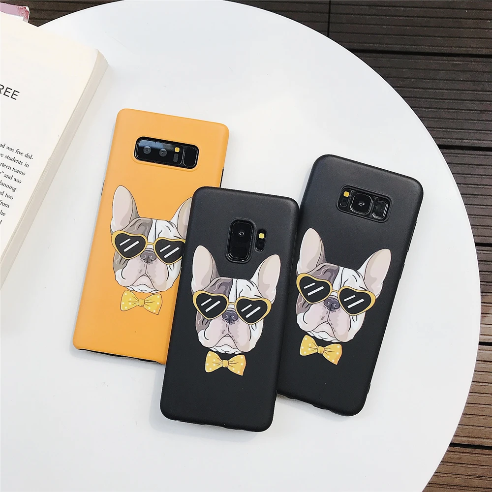 Прекрасный чехол для телефона Bulldog для Samsung Galaxy Note9 Note8 милые матовые чехлы S7 Edge S8 S9 Plus Fundas on.
