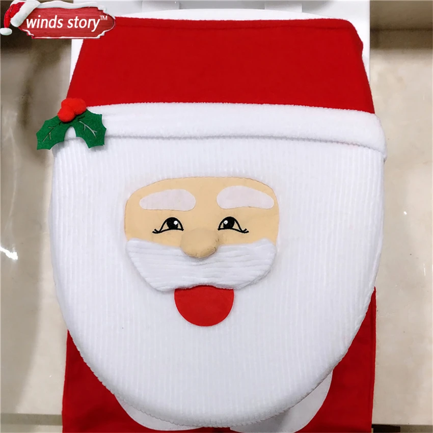 новый год рождество декор Ванная / туалет Красный Санта Клаус Туалетная обивка и