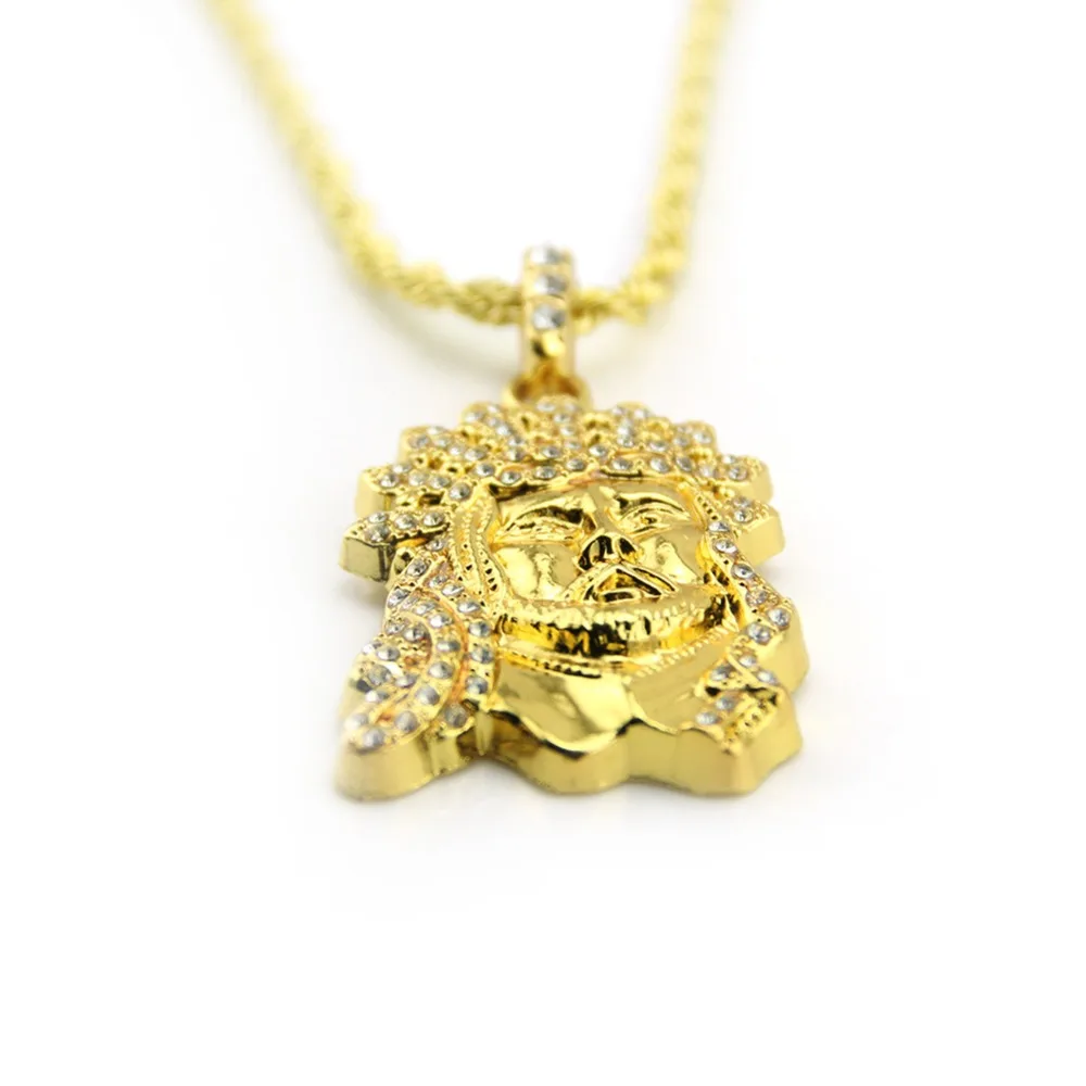 CY & CM хип хоп 24 k золотой цвет ожерелье Christ Piece голова лица Подвески для мужчин и