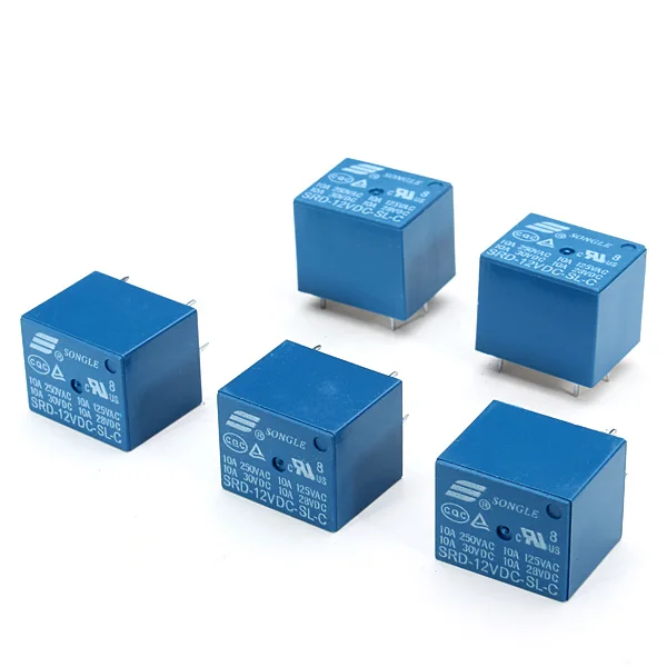 5 шт. новые SONGLE мини 12 В DC реле питания SRD-12VDC-SL-C типа PCB | Электронные компоненты и