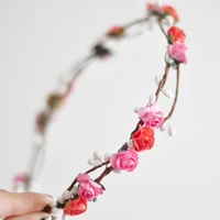 2018 6pcs wholesale wedding flower crown pink orange hair bands rustic white berries and white leaf crown for partyprom