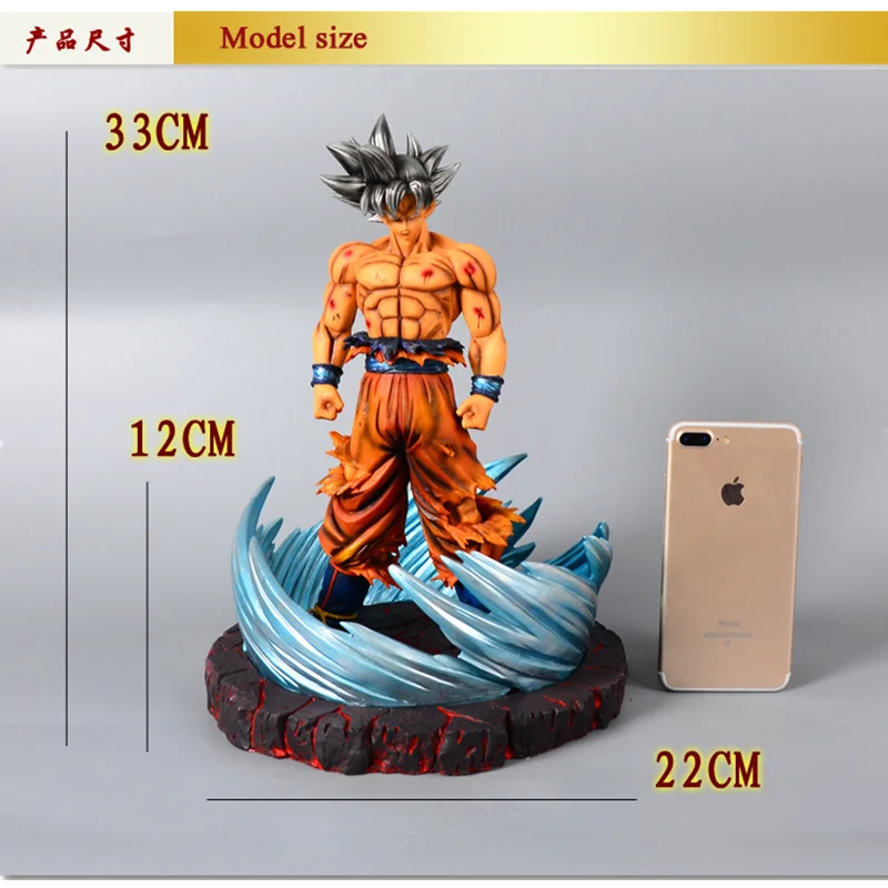 Статуя аниме Dragon Ball Super Kakarotto Super Saiyan Son Goku Ultra Instinct полная длина портрет резиновая фигурка героя игрушки Q757