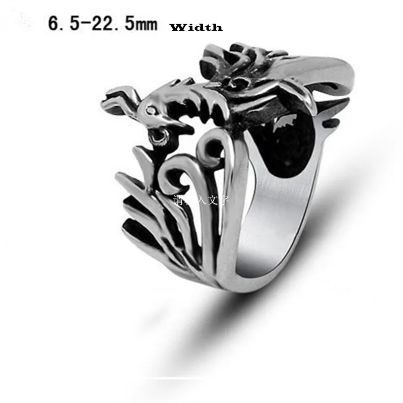 Casting Phoenix Ring Retro Personality Maya Style Stainless Steel Hollow Rings for Women Antique Vintage Jewelry | Украшения и