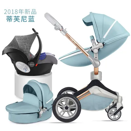 3 in 1 blue Горячая мама 4 в 1 Роскошная детская коляска высокий пейзаж 3 в 1 светильник складной четыре колеса детская коляска CE стандарт Подарки - Цвет: 3 in 1 blue