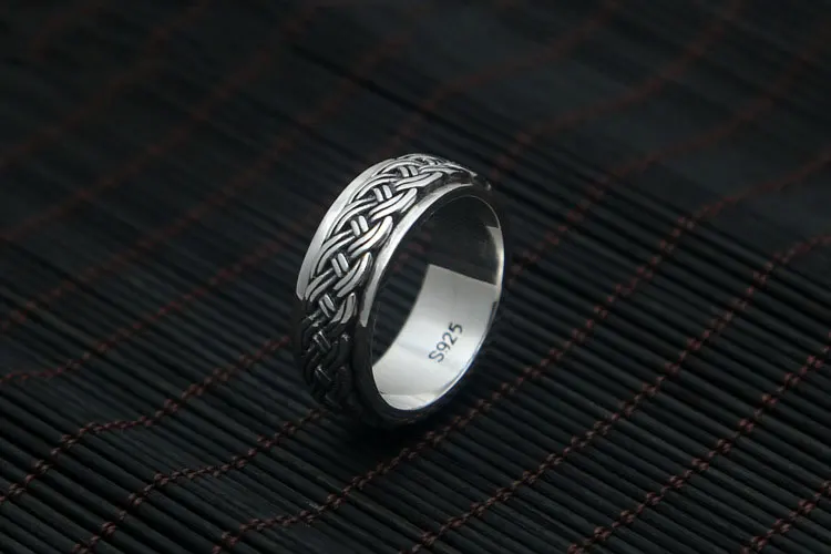 FNJ 925 Серебряное кольцо с веревкой, новое модное ювелирное изделие, S925 Стерлинговое Серебро, кольца для женщин и мужчин, размер 7,25-11,5 bague