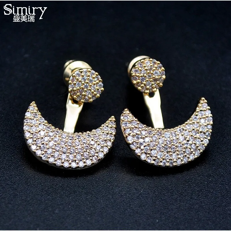 Женские сережки гвоздики SIMIRY серебристые с кристаллами из серебра S925|brand stud