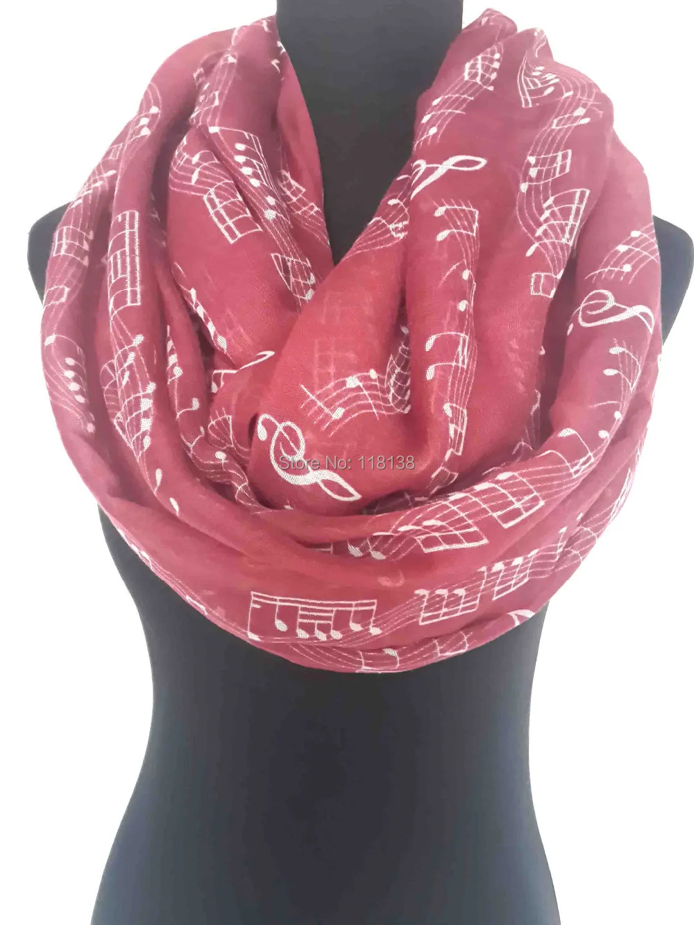 Женские аксессуары принт музыкальных нот бесконечный петлевой шарф для