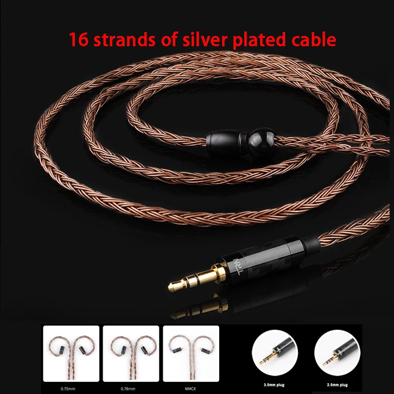 16 нитей кабель для наушников MMCX для Shure SE215 SE535 0,78 мм 2PIN для Weston TFZ W4r Um3x 0,75 мм для V10 ES3 ZSA ZS6 3,5 мм/2,5 мм