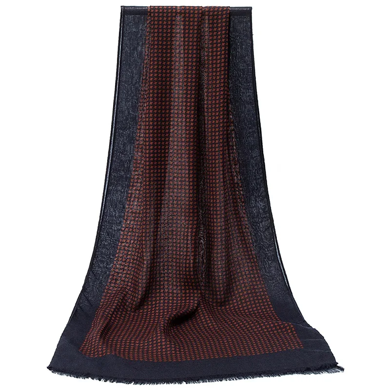 Мужские шарфы Новая мода Houndstooth Shot Fringes тонкий легкий теплый зимний шарф