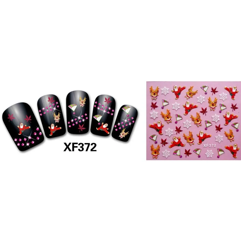 Женские рождественские 3D Ногти переводные наклейки F905|nail water transfer stickers|nail transferwater