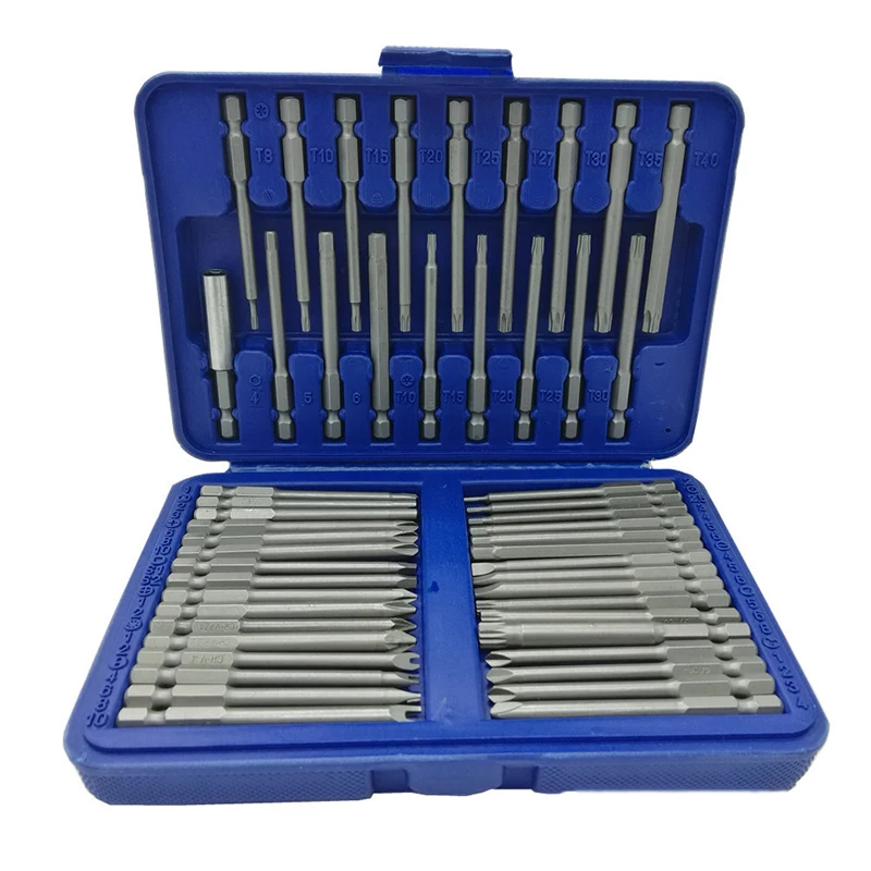 

New 50pcs Screwdriver Bit Set Extra Long Screwdriver Kit Hex Star Torq Spline Flat Screwdriver Tool Kit Hand Tool Set