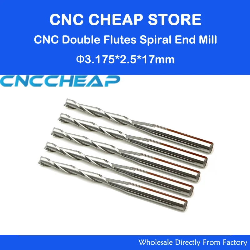 

Спиральные фрезы с двумя/двумя канавками, 1/8 дюйма, 2,5 мм, 10 шт.