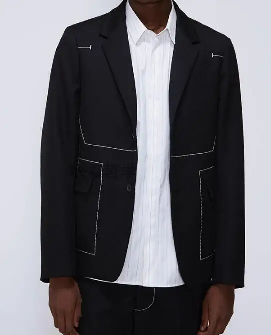 

S-6XL Hot 2020 Spring Men's New Fashion Personalized Large size customizatio Casual white line classic suit