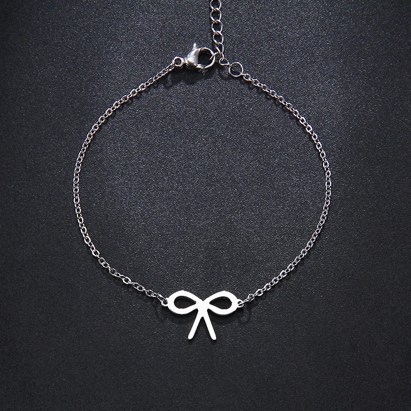 Женский браслет CACANA из нержавеющей стали с бантом золотистого и серебристого