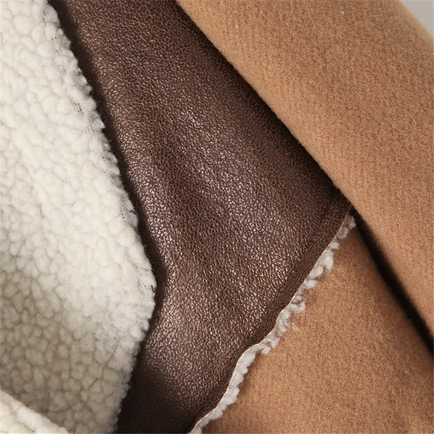 2017 осенне-зимнее модное шерстяное пальто с большим отворотом Женская двубортная