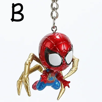 B-Spiderman Брелок для ключей с изображением Железного человека Человека-паука Таноса Капитана Америки антмана Тора доктора странных фигурок - Цвет: B-Spiderman