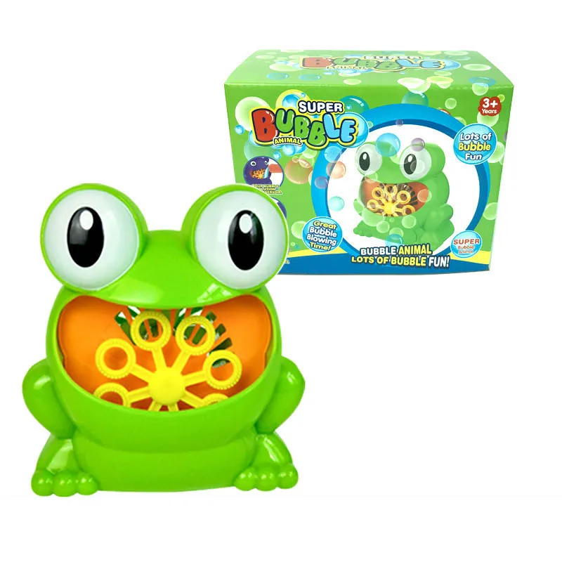 frog bubble with box Напольная пузырчатая машина воздуходувка лягушка крабы для детей Ванна Для Купания Мыло Вода игрушки для детей с музыкой - Цвет: frog bubble with box