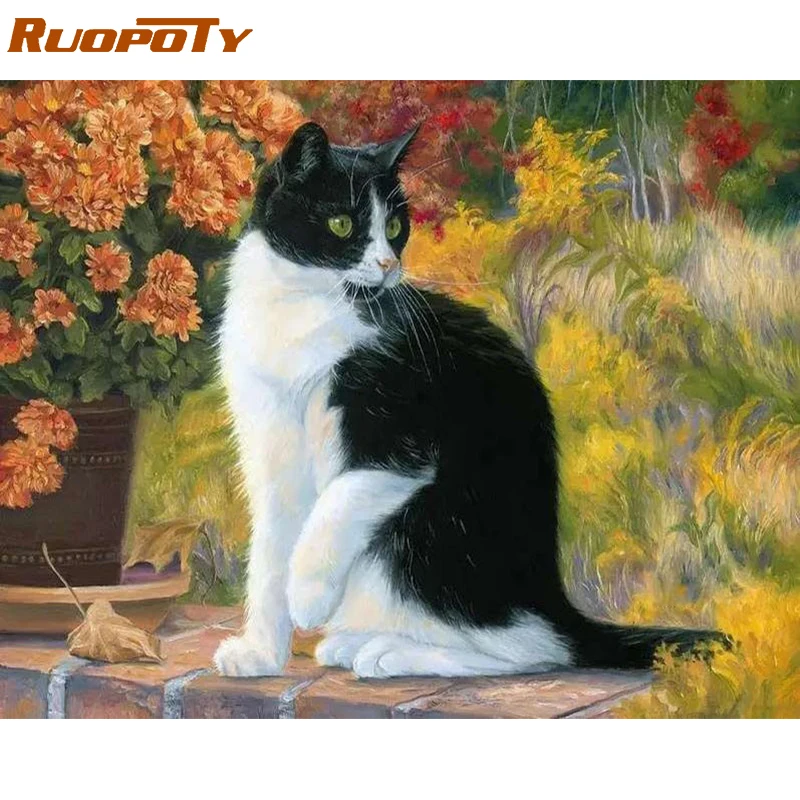 Набор для рисования по номерам на холсте Кот 40 х50 см|canvas painting|paintings home decorpainting |