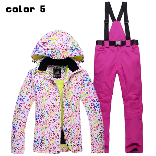 color 5 Новинка, лыжные костюмы, куртки, брюки, женские комплекты для сноуборда, женская зимняя спортивная одежда, дышащая водонепроницаемая водостойкая Лыжная куртка - Цвет: color 5