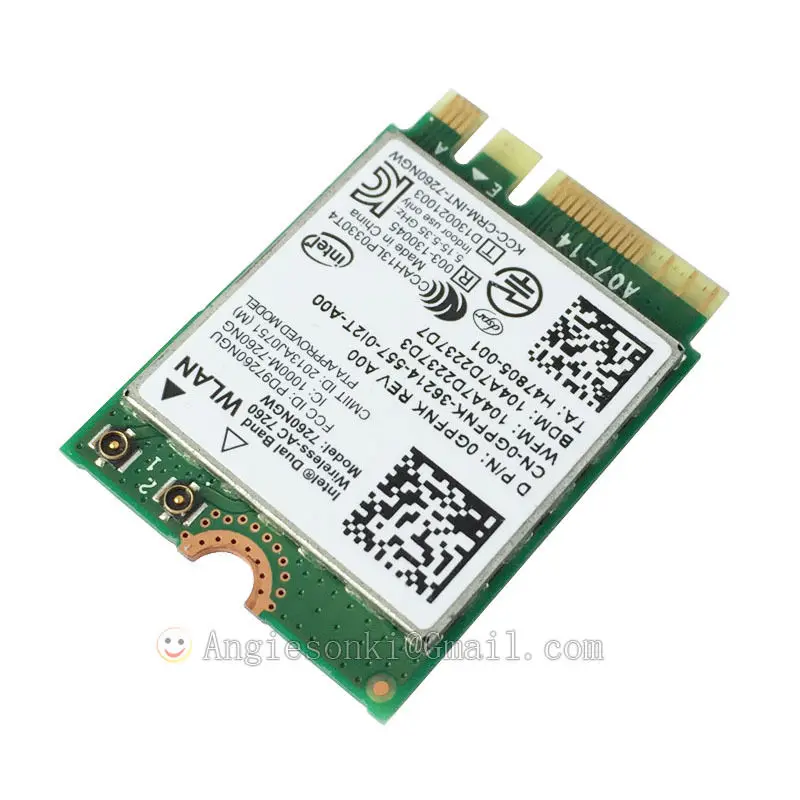 Беспроводная мини карта WLAN AC 7260 802.11AC NGFF/M.2 Wi Fi + Bluetooth BT 4 0 867 Мбит/с для dell Sony Intel 7260NGW