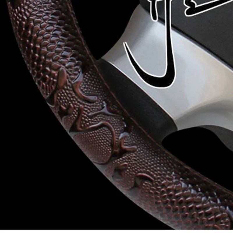

KKYSYELVA Leather Steering Wheel Covers for Car Bus Truck 36 38 40 42 45 47 50cm Auto Steering-wheel cover Interior Accessories
