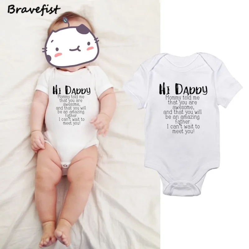 

Cute Newborn Children Baby Girl Clothes Babies Bodysuit Infant Jumpsuits Sunsuit Kids Summer Clothing Hi Daddy Print 0-24M