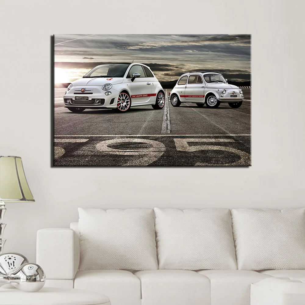 Фиат 595 Abarth Картина на холсте в скандинавском стиле настенный художественный