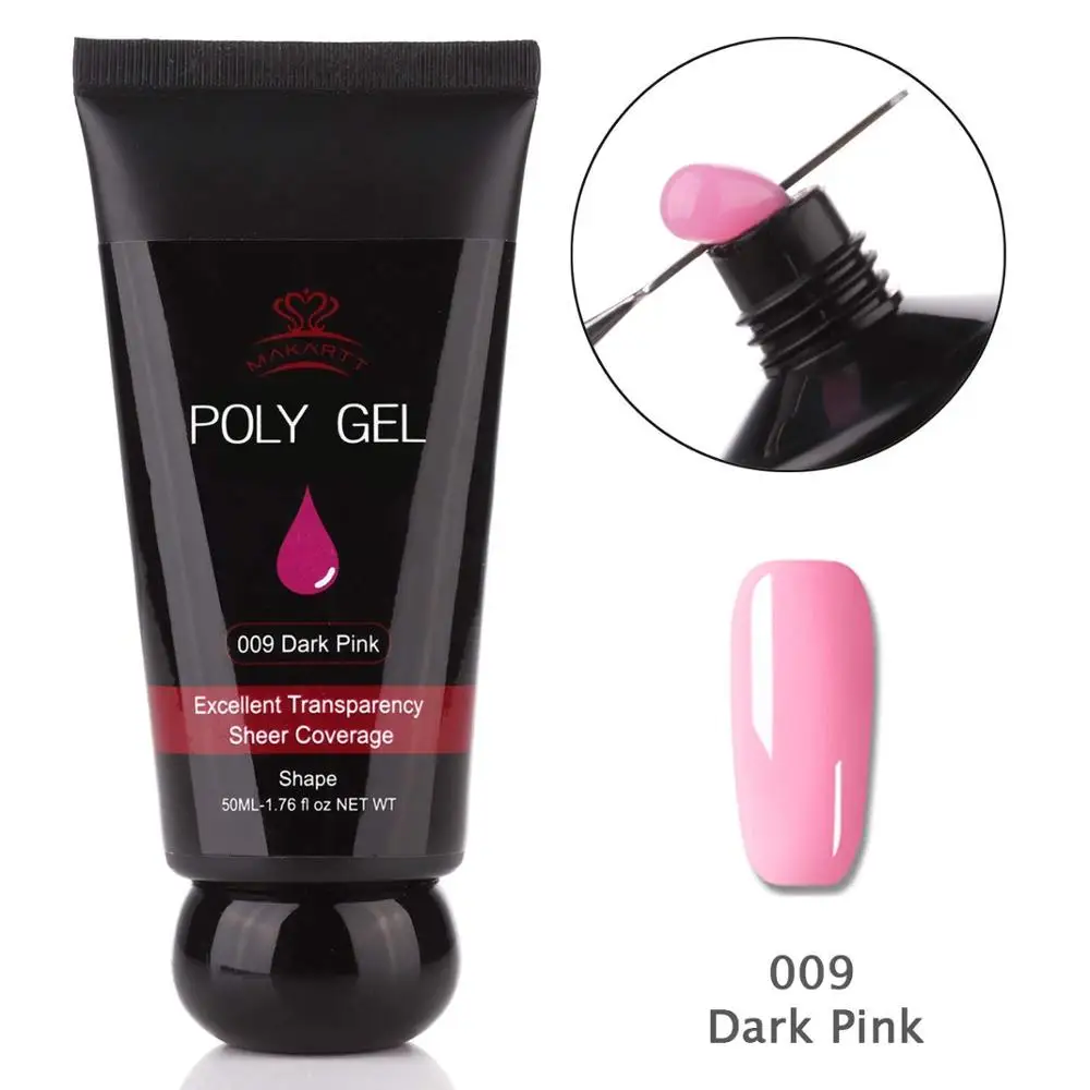 009 Dark Pink Makartt 008 полигель 50 мл 1,76 унций натуральный розовый полигель для наращивания ногтей C0566 - Цвет: 009 Dark Pink